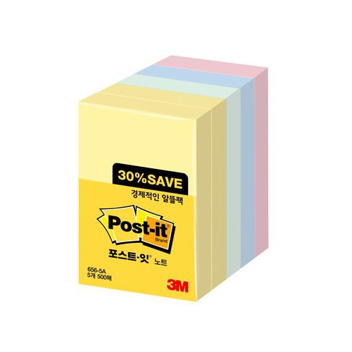 포스트잇알뜰팩656-5A / 51*38mm,500매