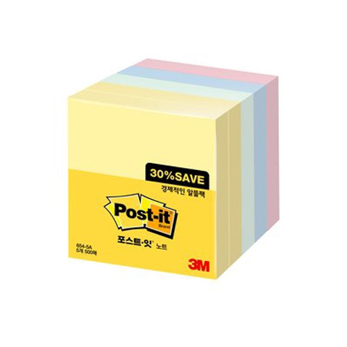 포스트잇알뜰팩654-5A / 76*76mm,500매