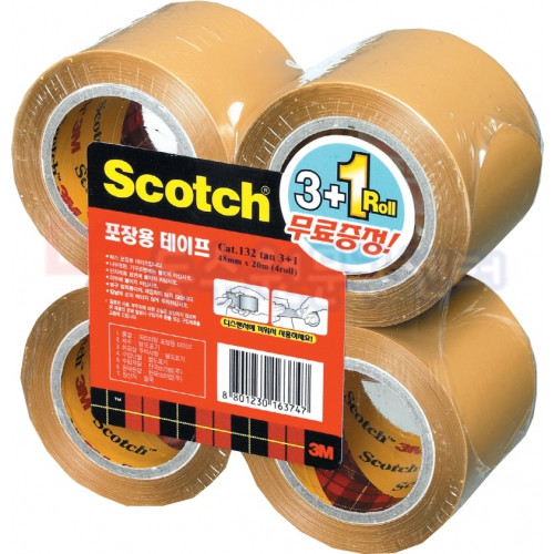 스카치미니포장용테이프리필132R(3+1)-갈색 / 48mm*20m,4개입